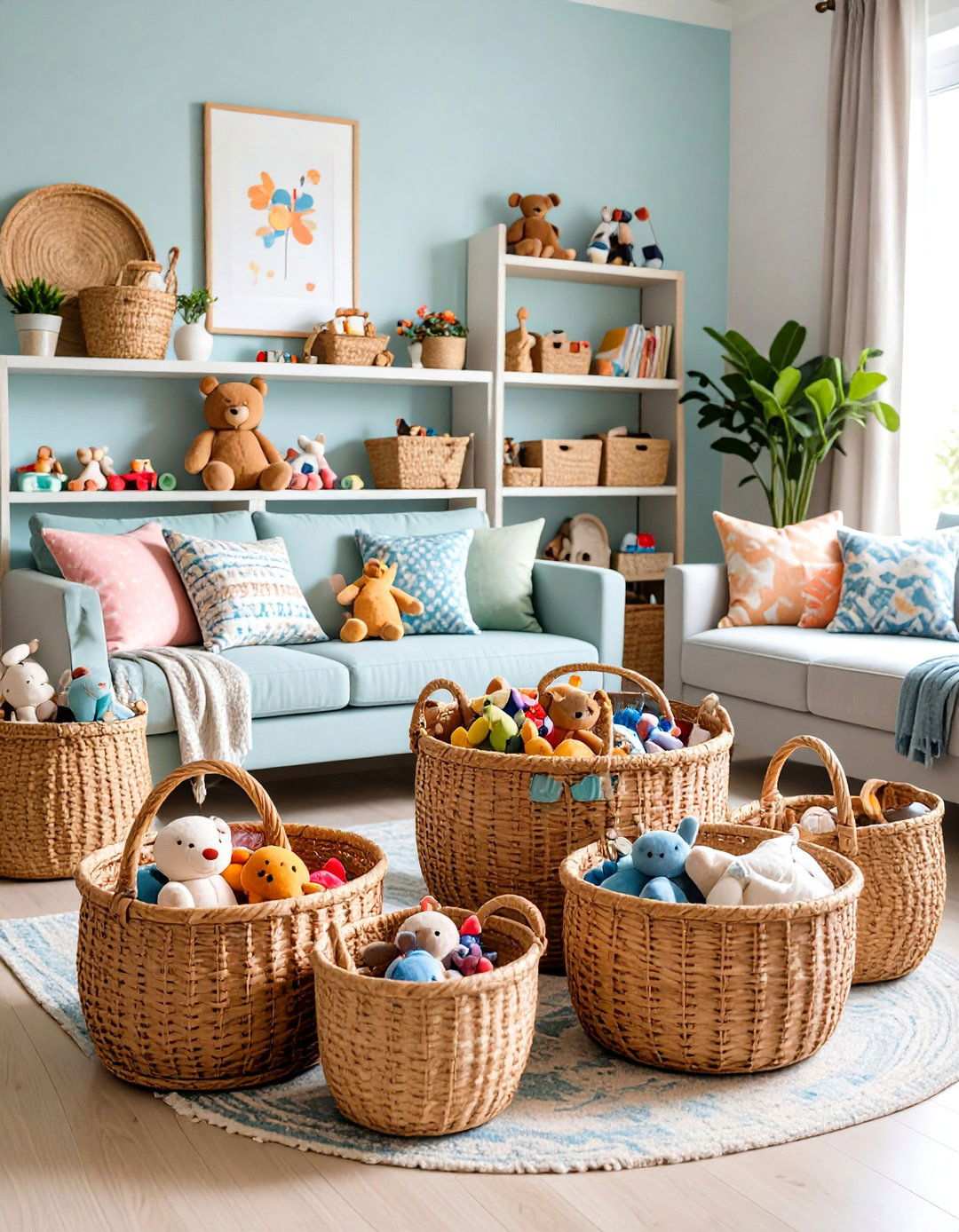 Wicker Basket Collections - 24 Living Room Toy Storage Ideas