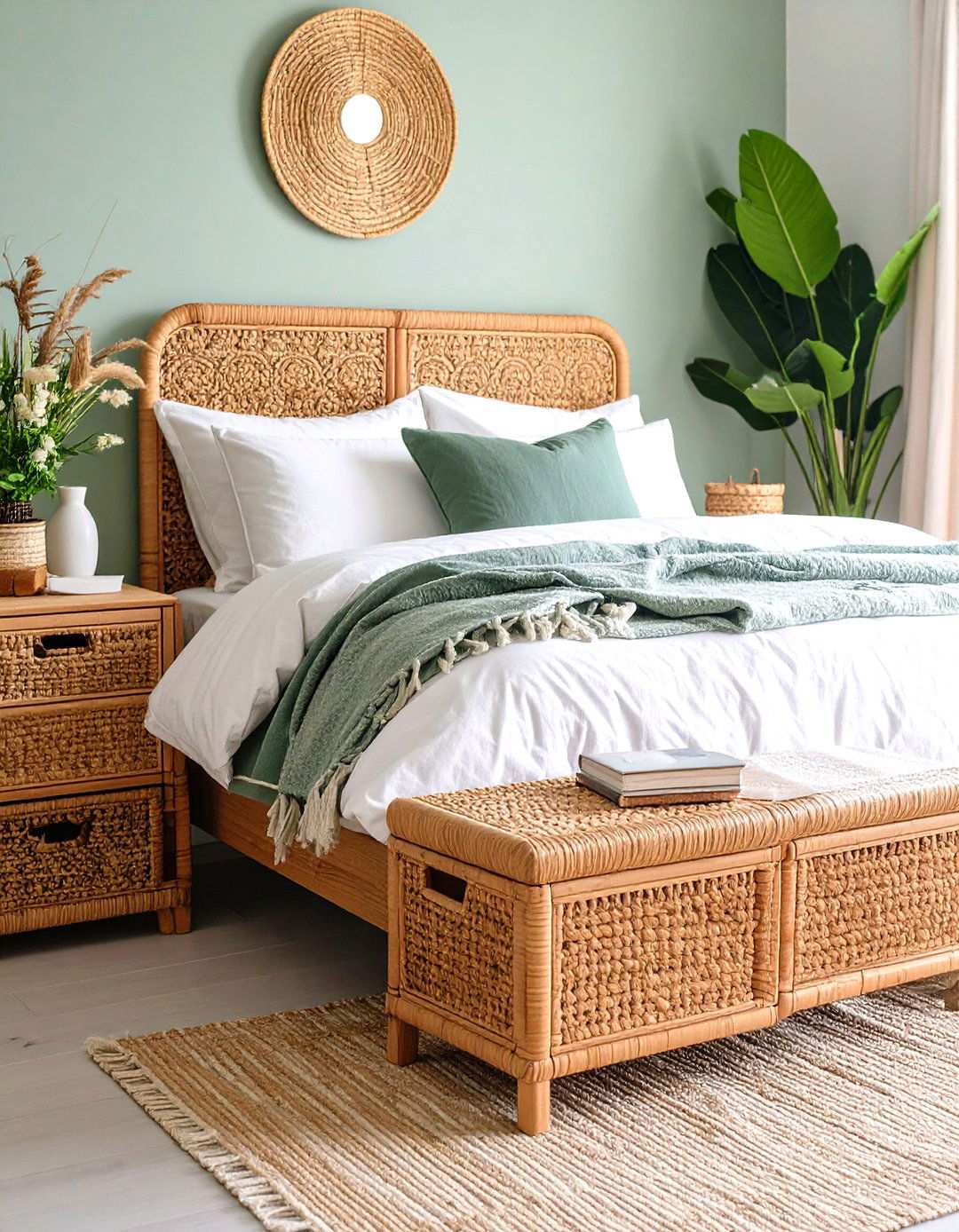 Wicker Basket Nightstand - 24 Nightstand Ideas