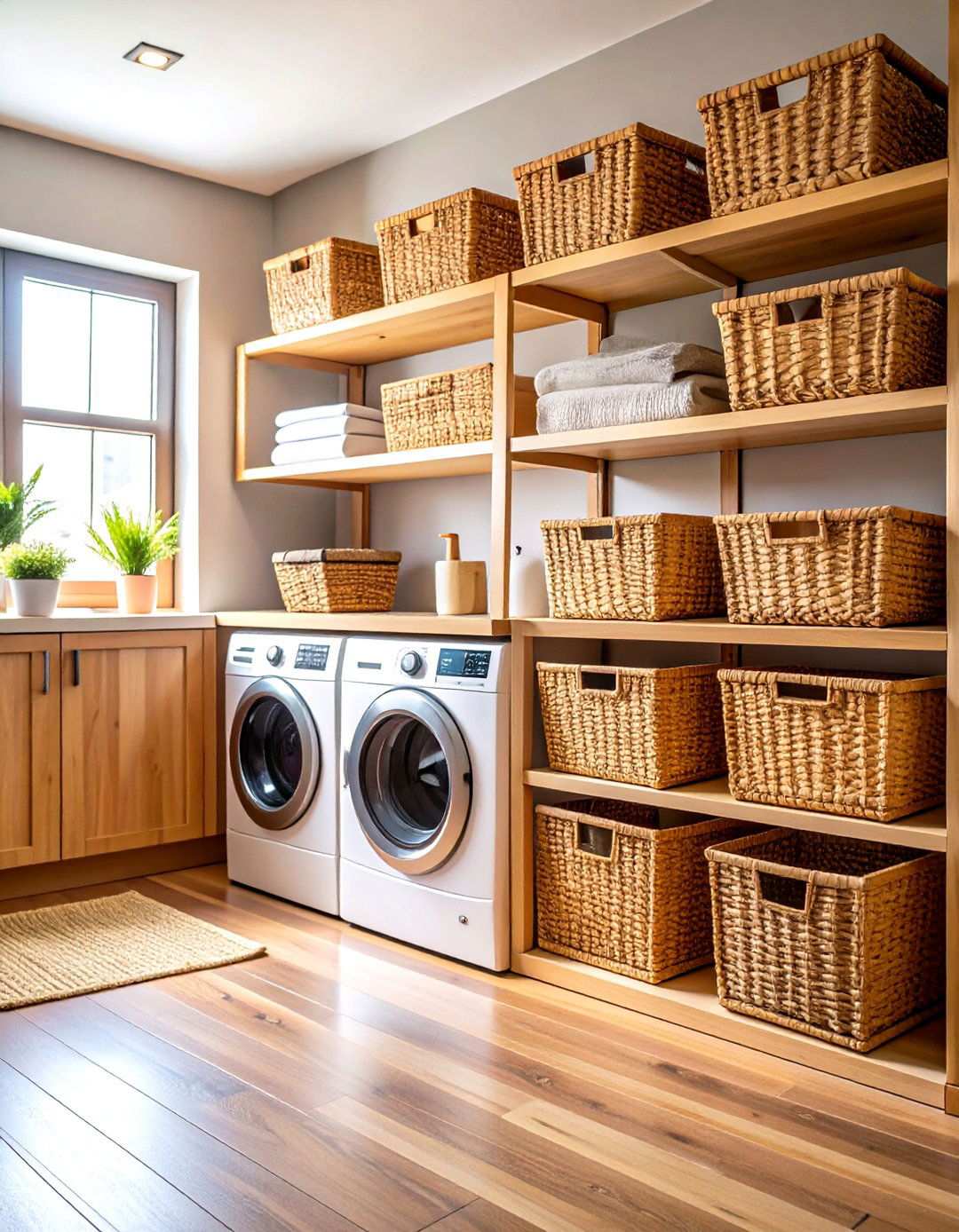 Wicker Basket Storage Laundry Room - 24 Rustic Laundry Room Ideas