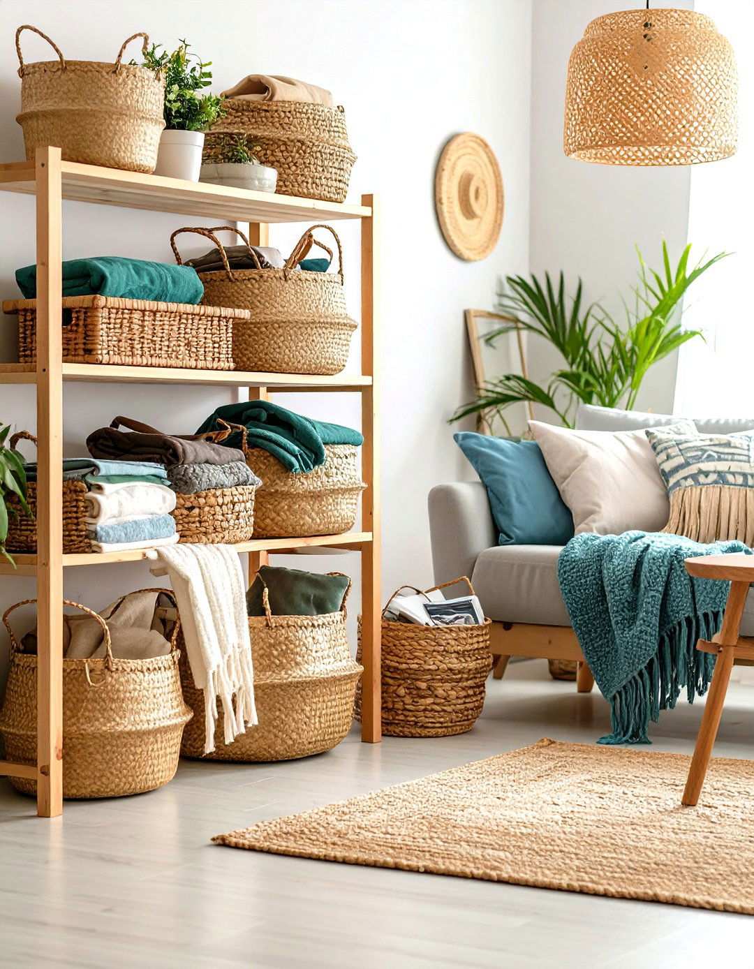 Wicker Basket Storage Systems - 24 Living Room Storage Ideas