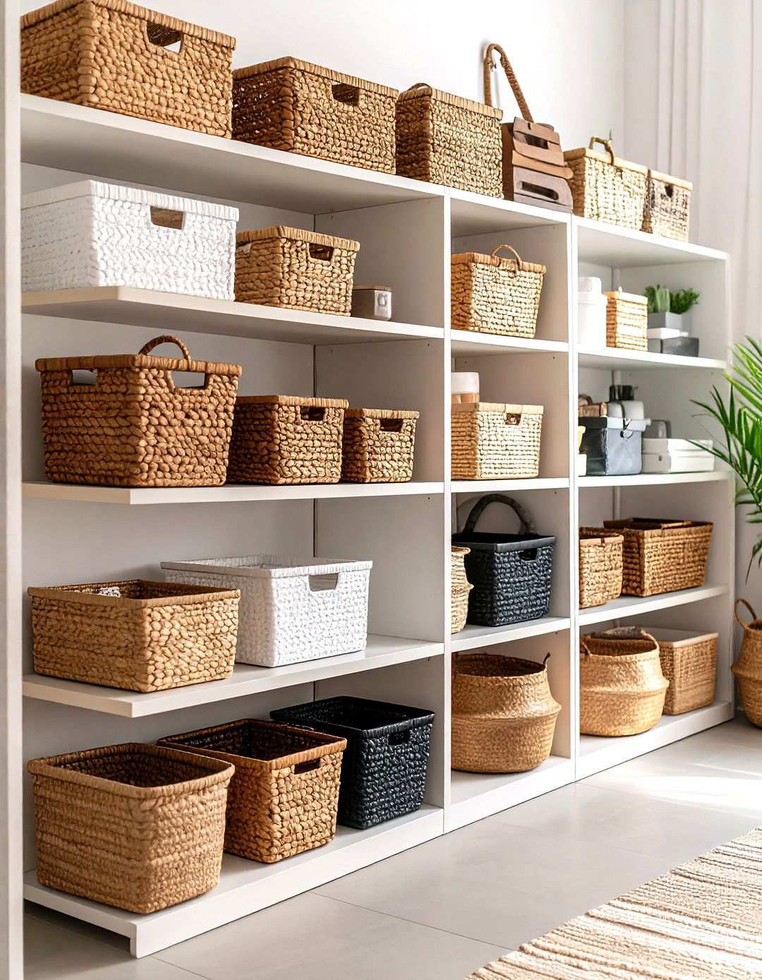 Wicker Basket Storage Systems - 24 Rustic Home Office Ideas