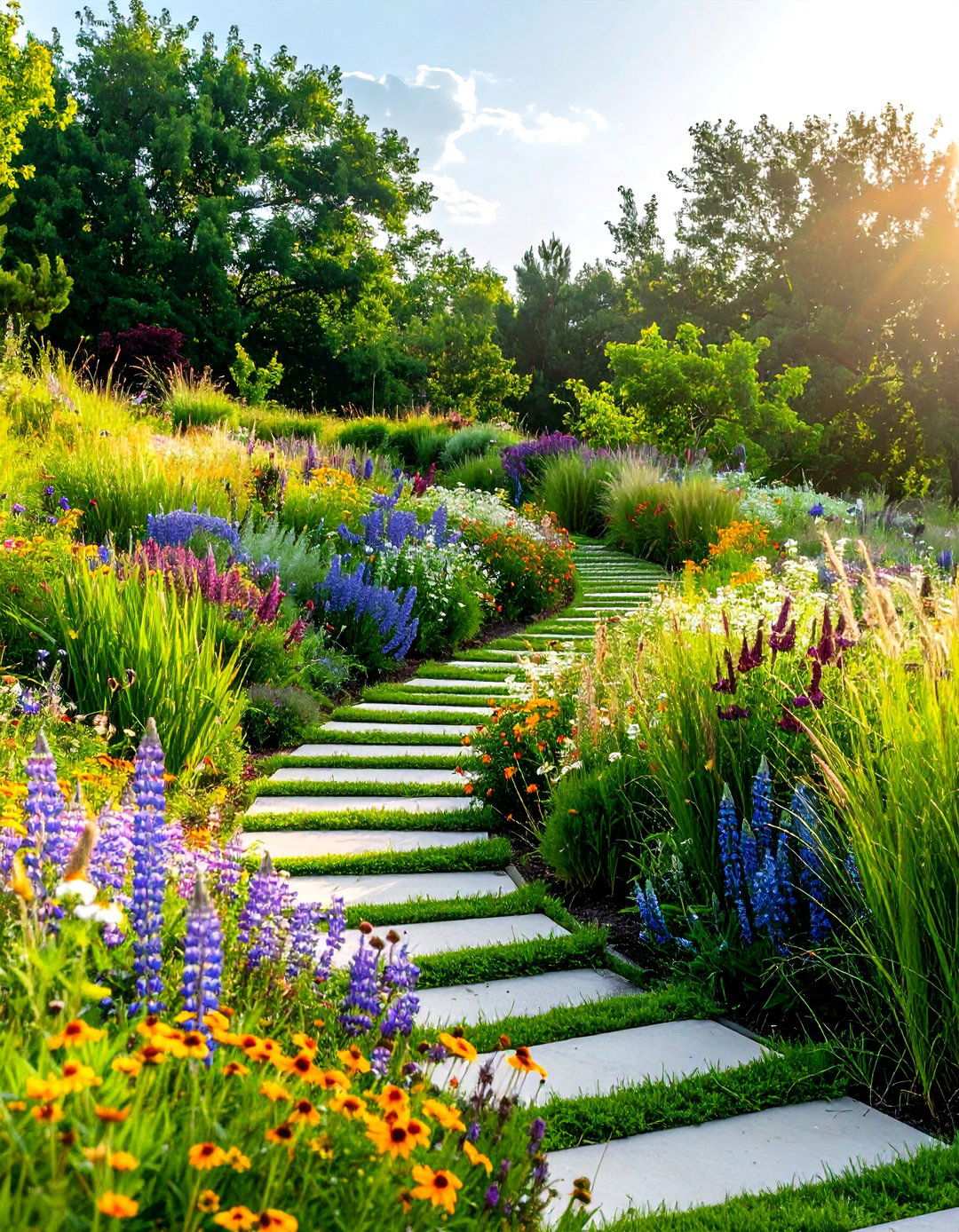 Wildflower Meadow Terraces - 24 Tiered Garden Ideas
