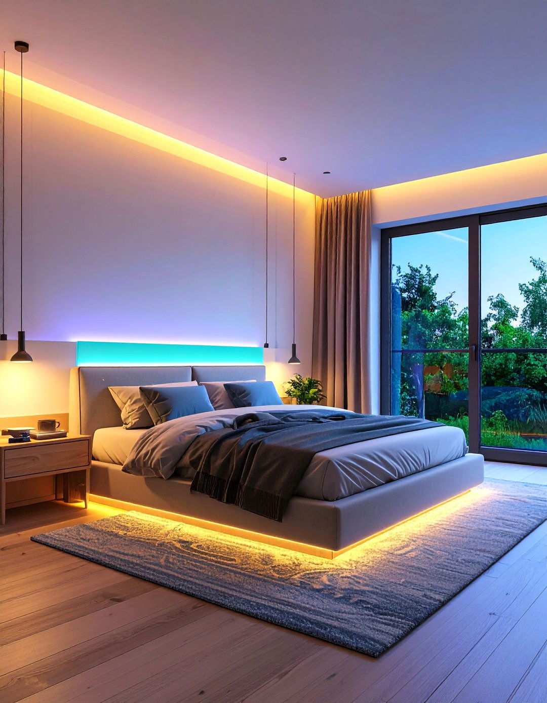 Window Frame Illumination - 24 Neon Bedroom Ideas
