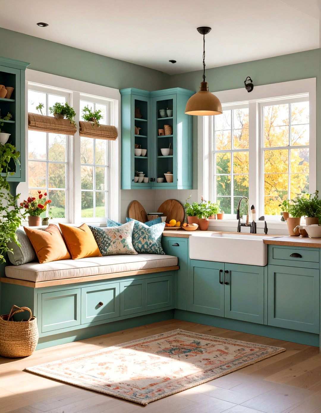 Window Seat Storage Kitchen - 24 White Farmhouse Kitchen Ideas