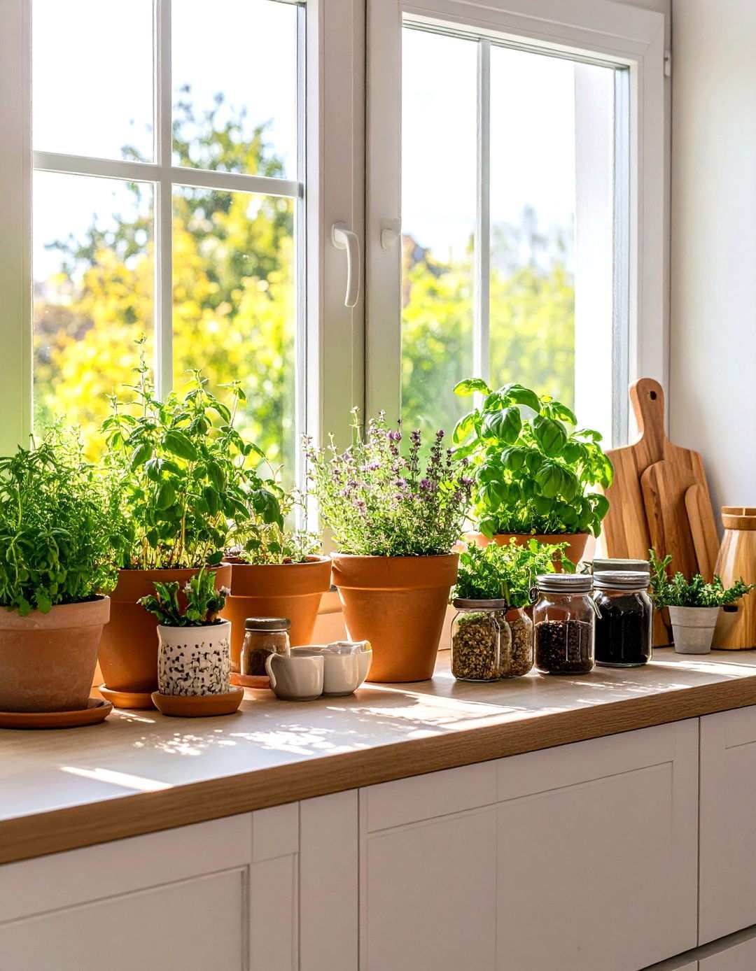 Window Sill Garden Storage - 24 Small Galley Kitchen Ideas on a Budget