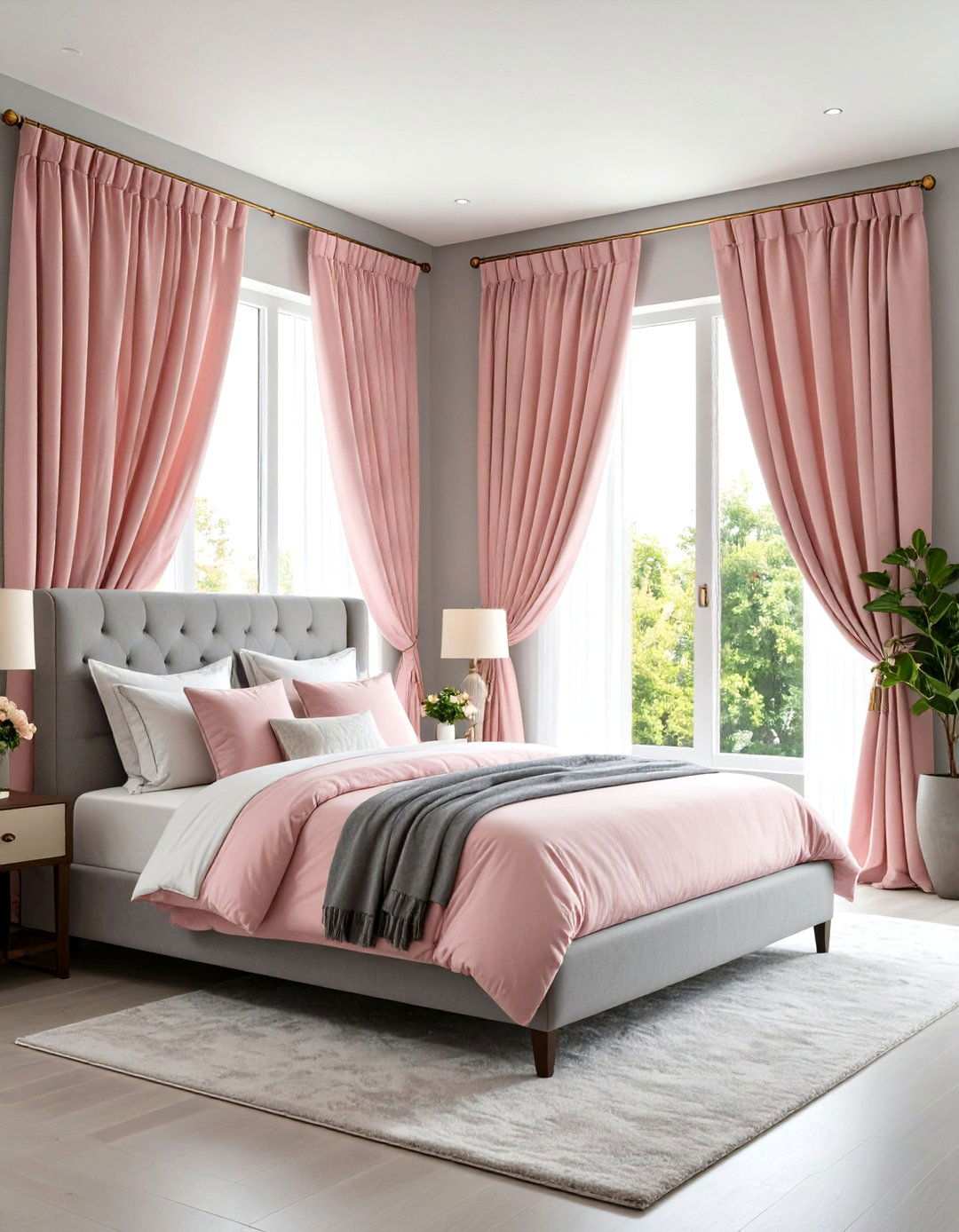 Window Treatments in Pink and Grey - 24 Pink and Grey Bedroom Ideas