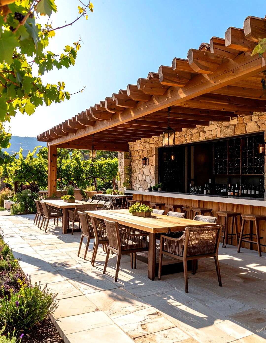 Wine Country Vineyard Terrace - 24 Lanai Porch & Patio Designs