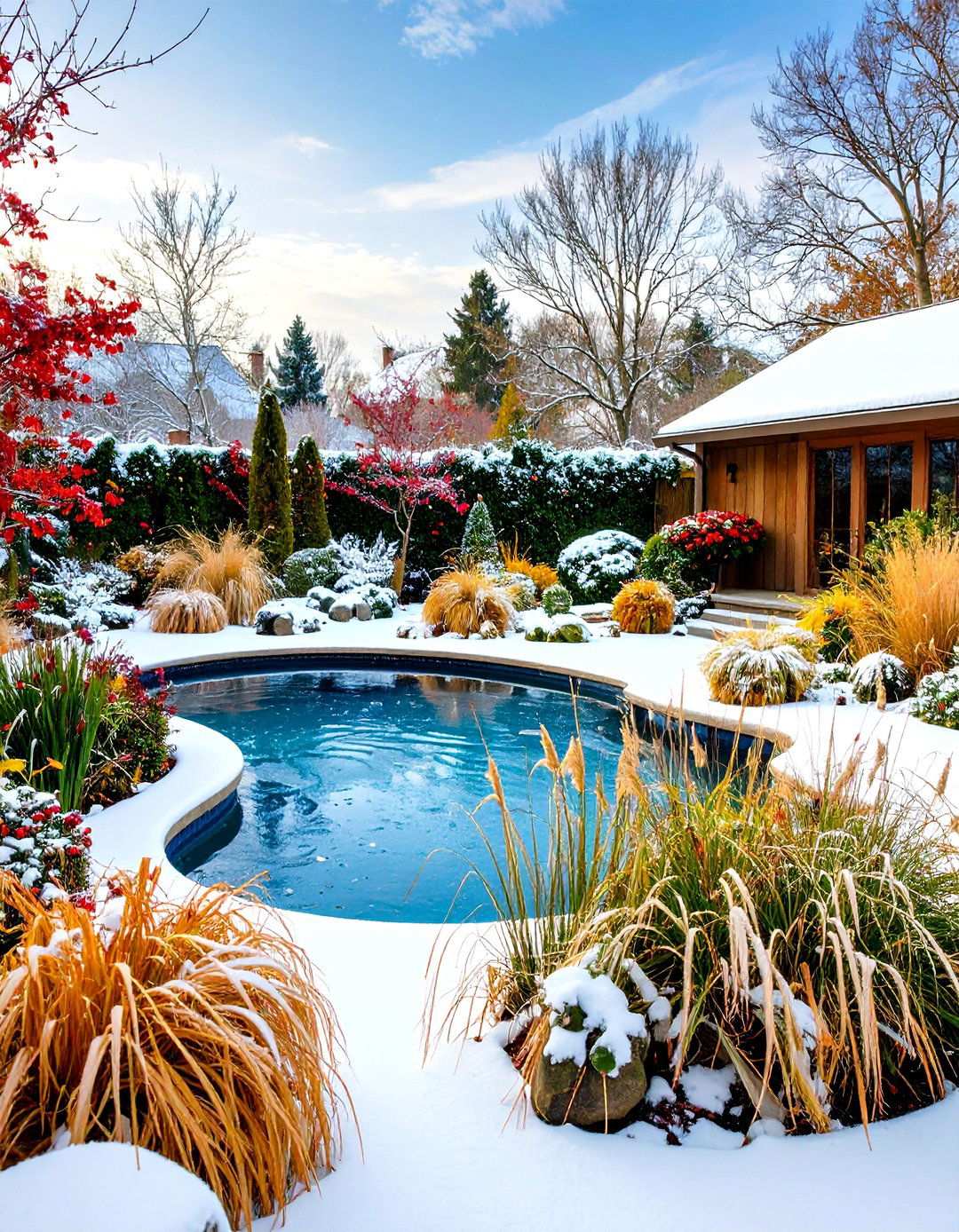 Winter Interest Pond Design - 24 Pond Landscaping Ideas