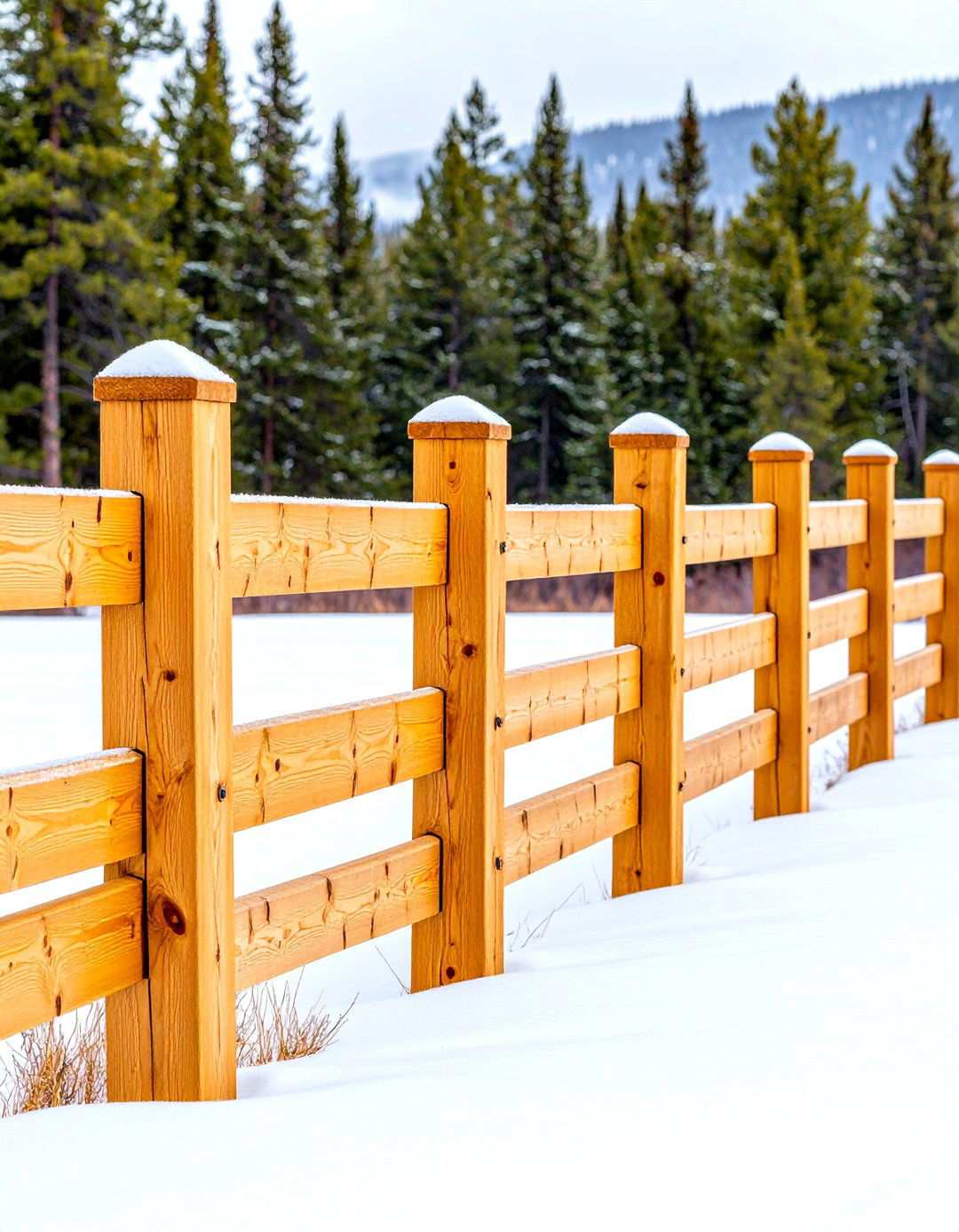 Winter Weather Resistant Pine Construction - 24 Split Rail Fence Ideas