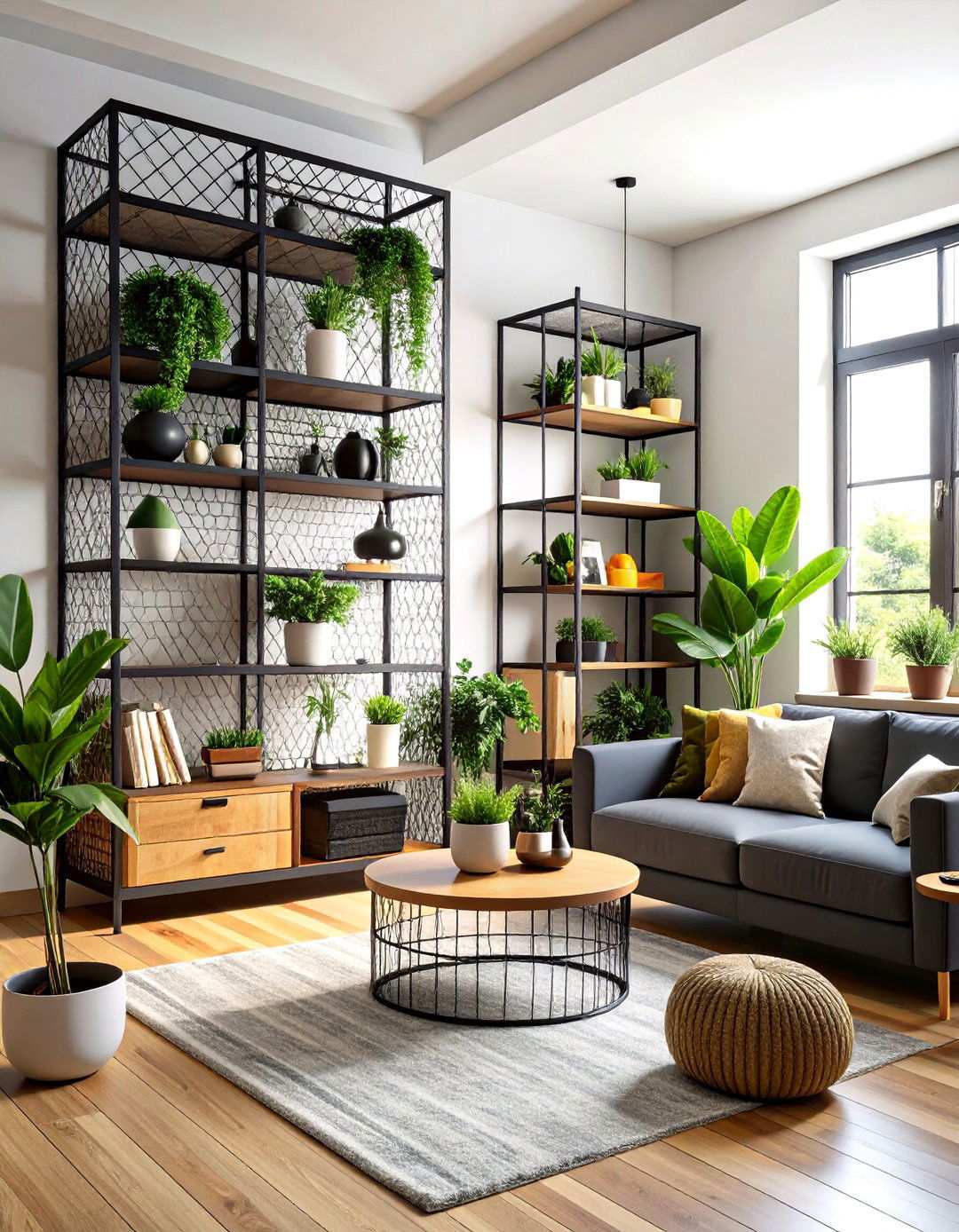 Wire Grid Storage Systems - 24 Living Room Shelf Ideas