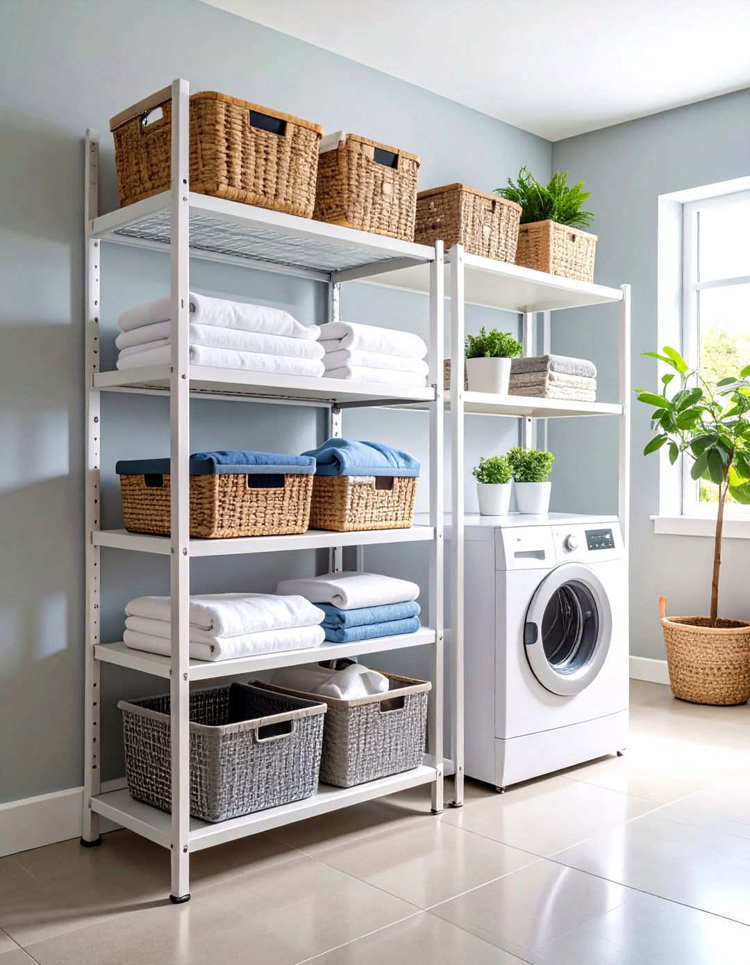 Wire Shelving Units for Maximum Ventilation - 24 Laundry Room Shelving Ideas