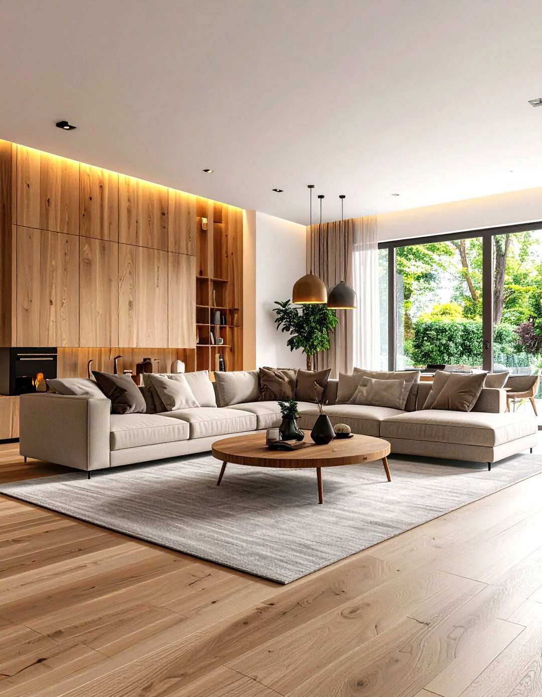 Wood Accent with Integrated Lighting Features - 24 Wood Accent Wall Ideas