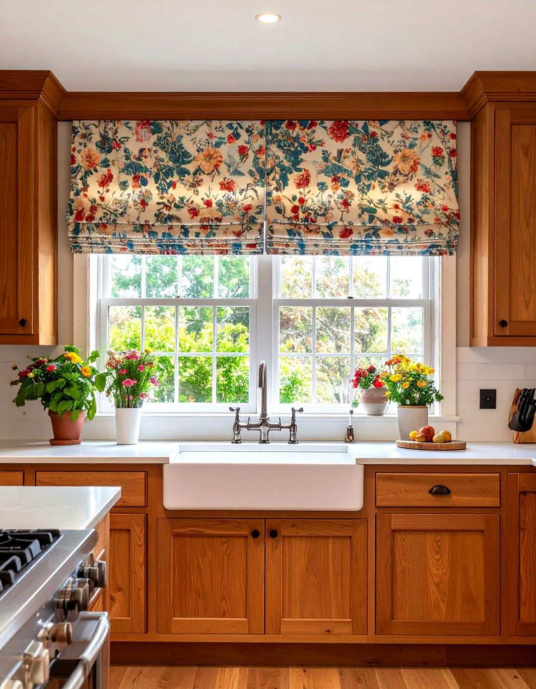 Wood Cornice Kitchen Valance with Fabric Covering - 24 Kitchen Valance Ideas