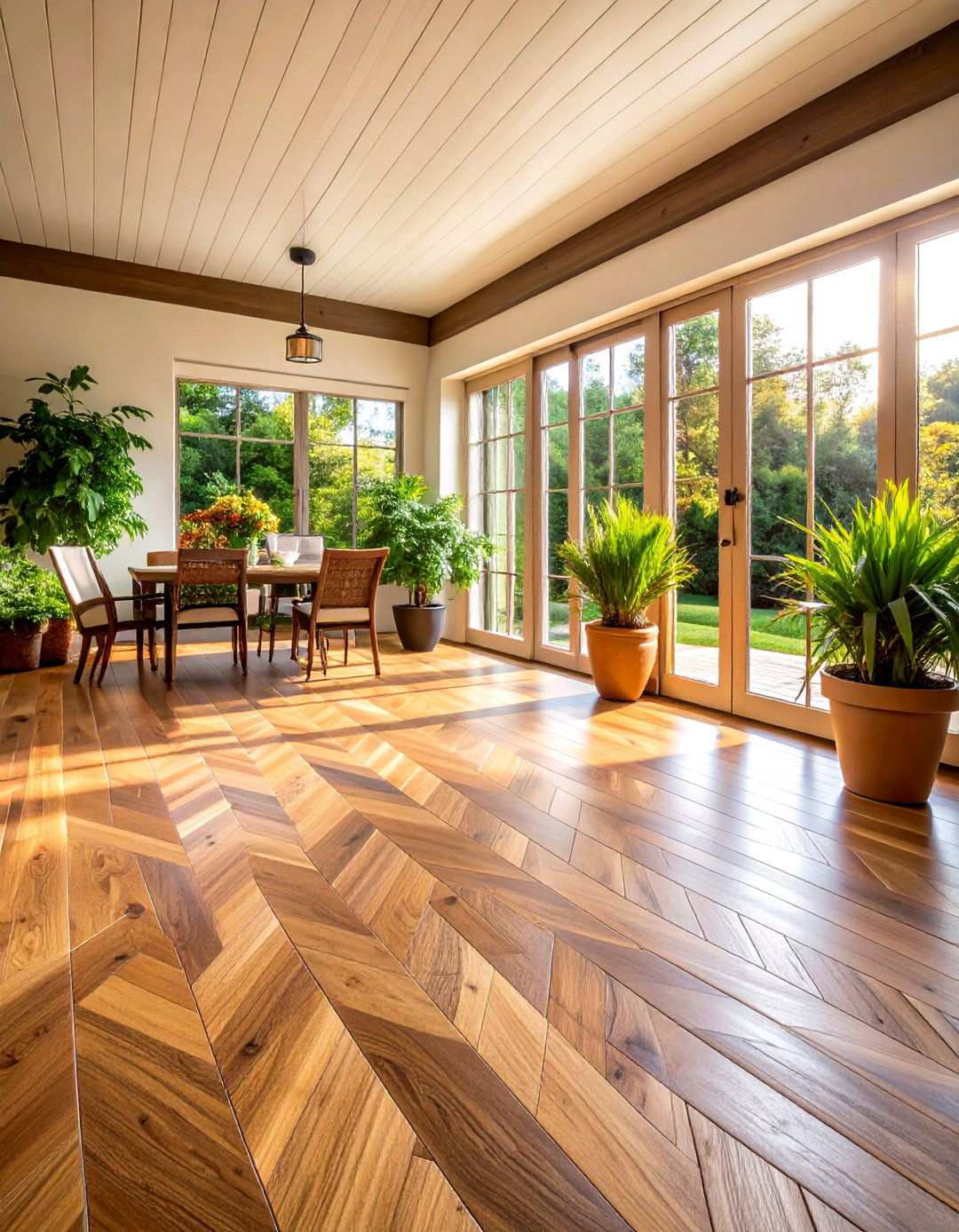 Wood Look Porcelain Plank Sunroom Flooring - 24 Sunroom Tile Floor Ideas