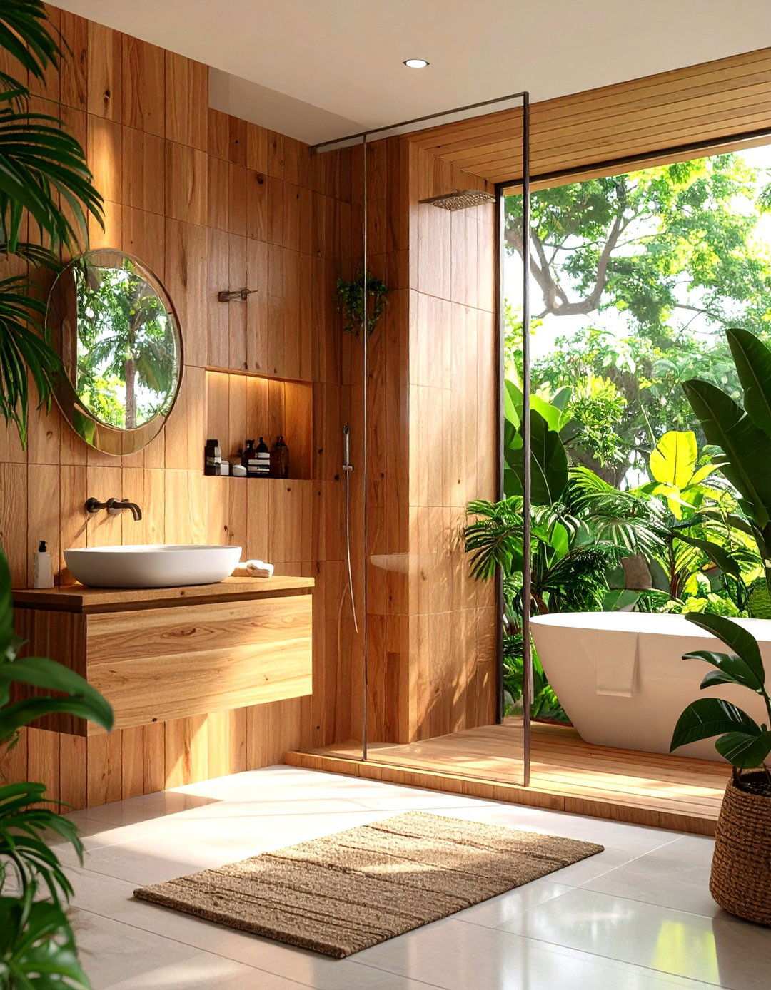 Wood Look Tile Spa Niche - 24 Shower Niche Ideas
