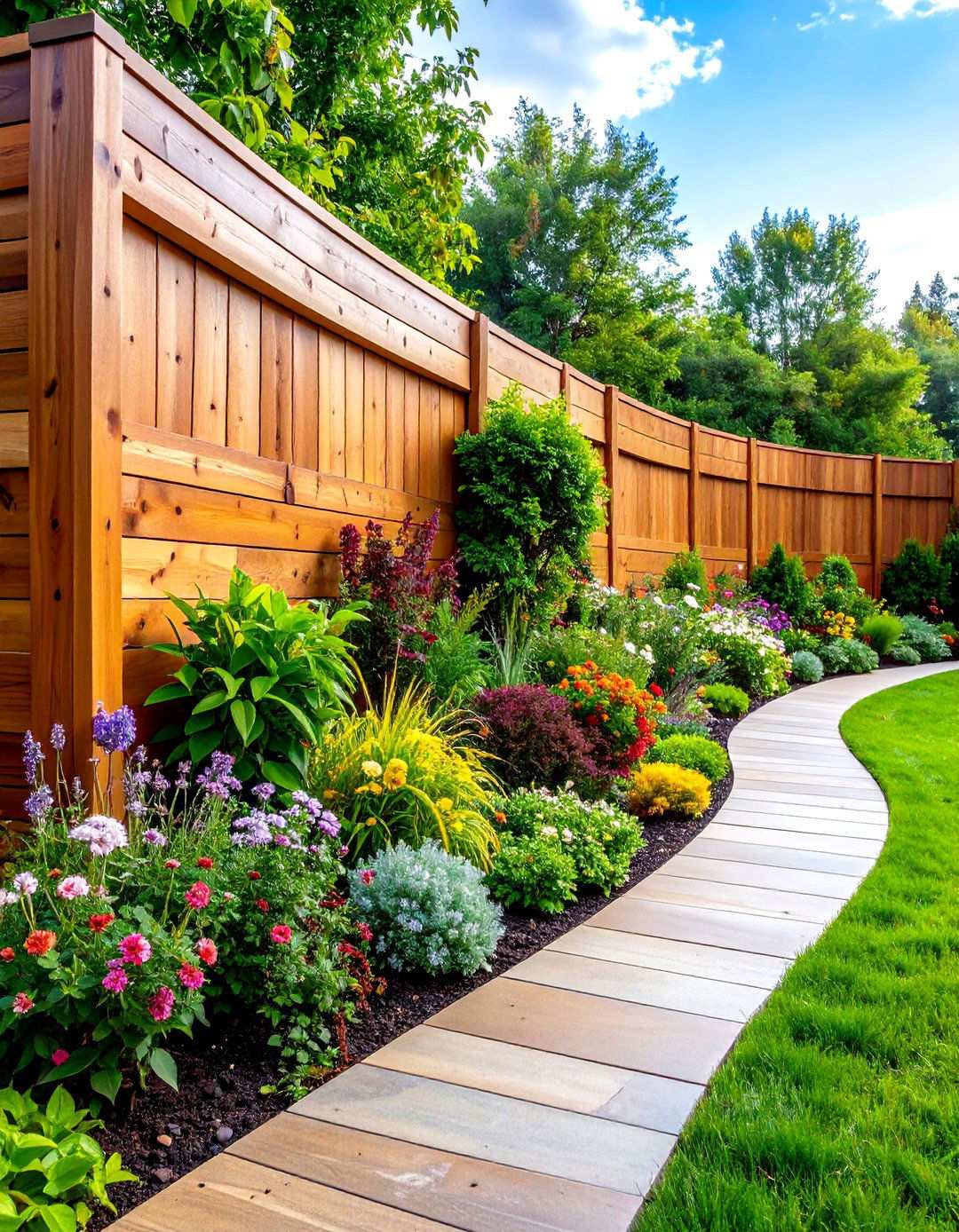 Wood Retaining Wall with Curved Corner Transitions - 24 Wood Retaining Wall Ideas