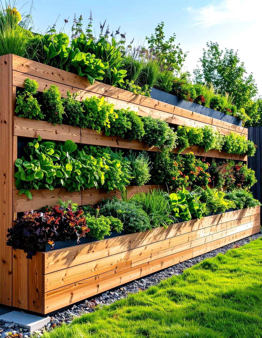 Wood Retaining Wall with Living Roof Planter System - 24 Wood Retaining Wall Ideas