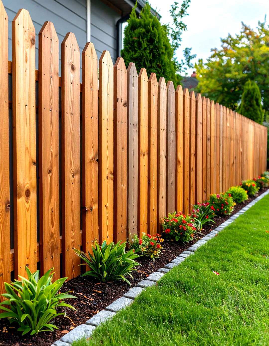 Wood Retaining Wall with Vertical Board Fence Integration - 24 Wood Retaining Wall Ideas