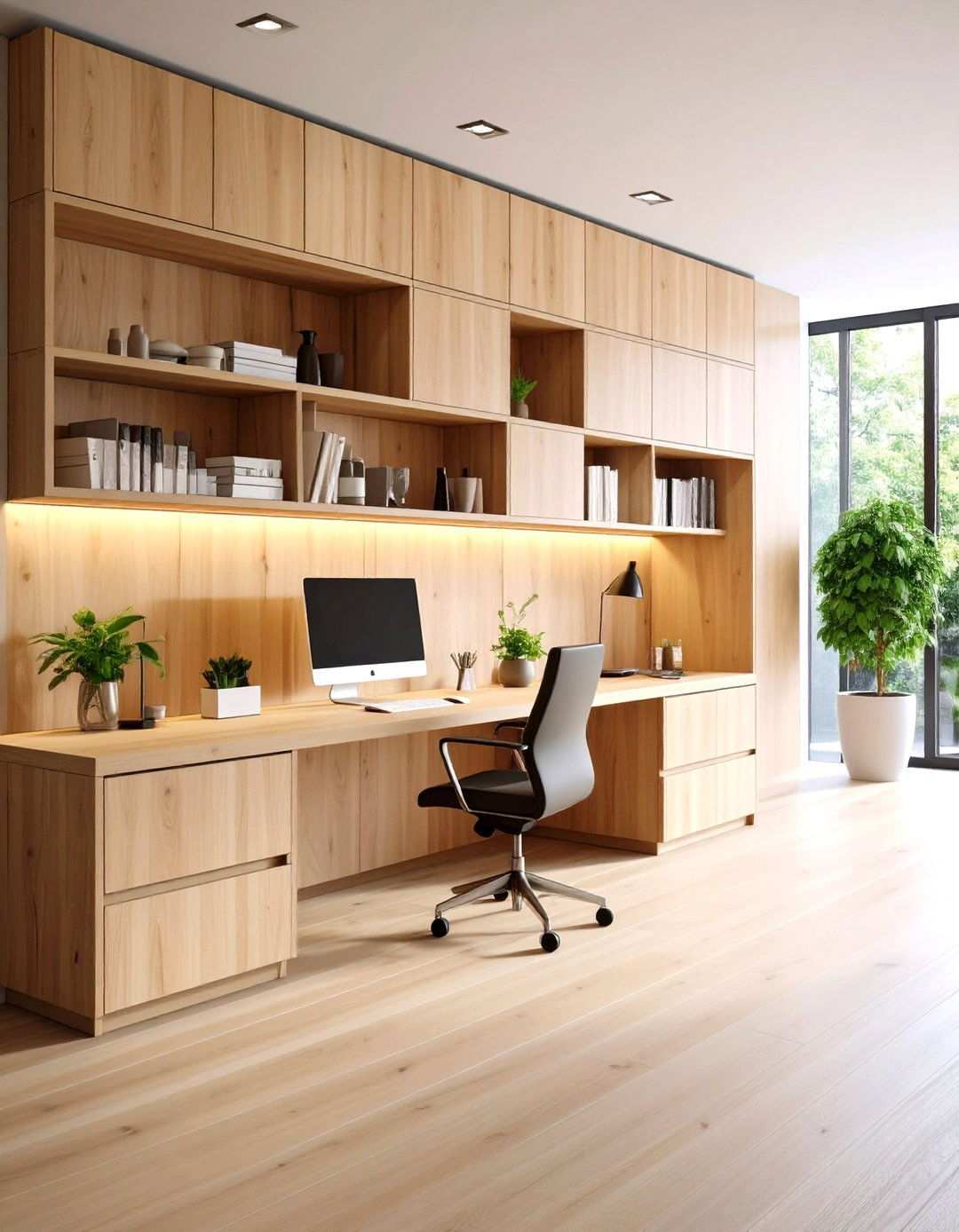 Wood Wall with Integrated Storage Solutions - 24 Wood Accent Wall Ideas