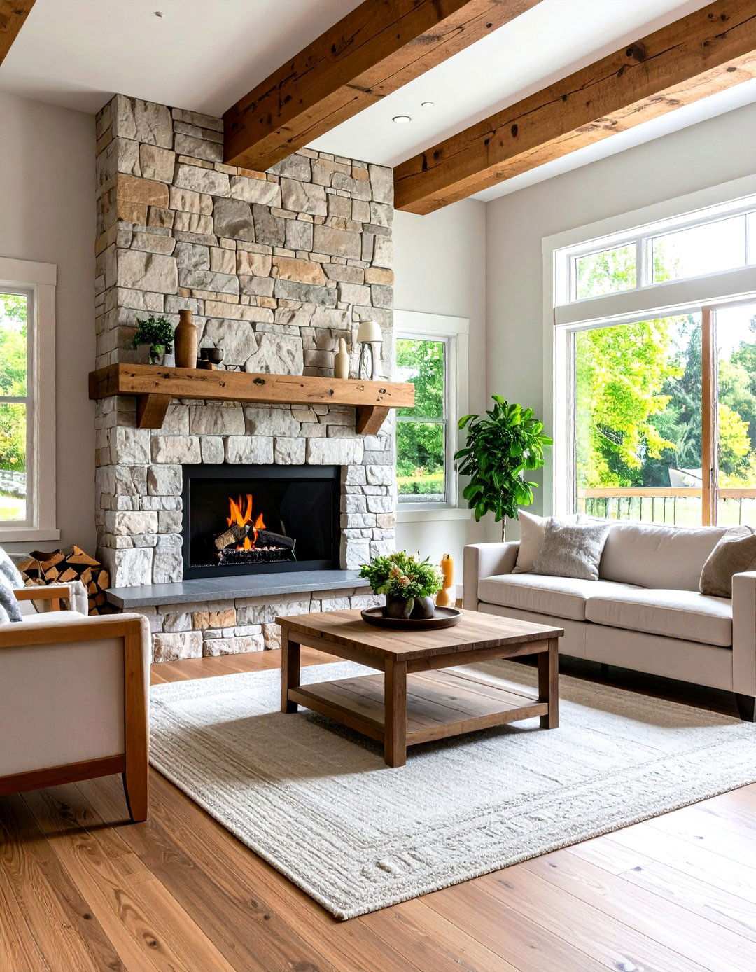 Wooden Fireplace Surrounds and Mantels - 24 Wooden Interior Design Ideas