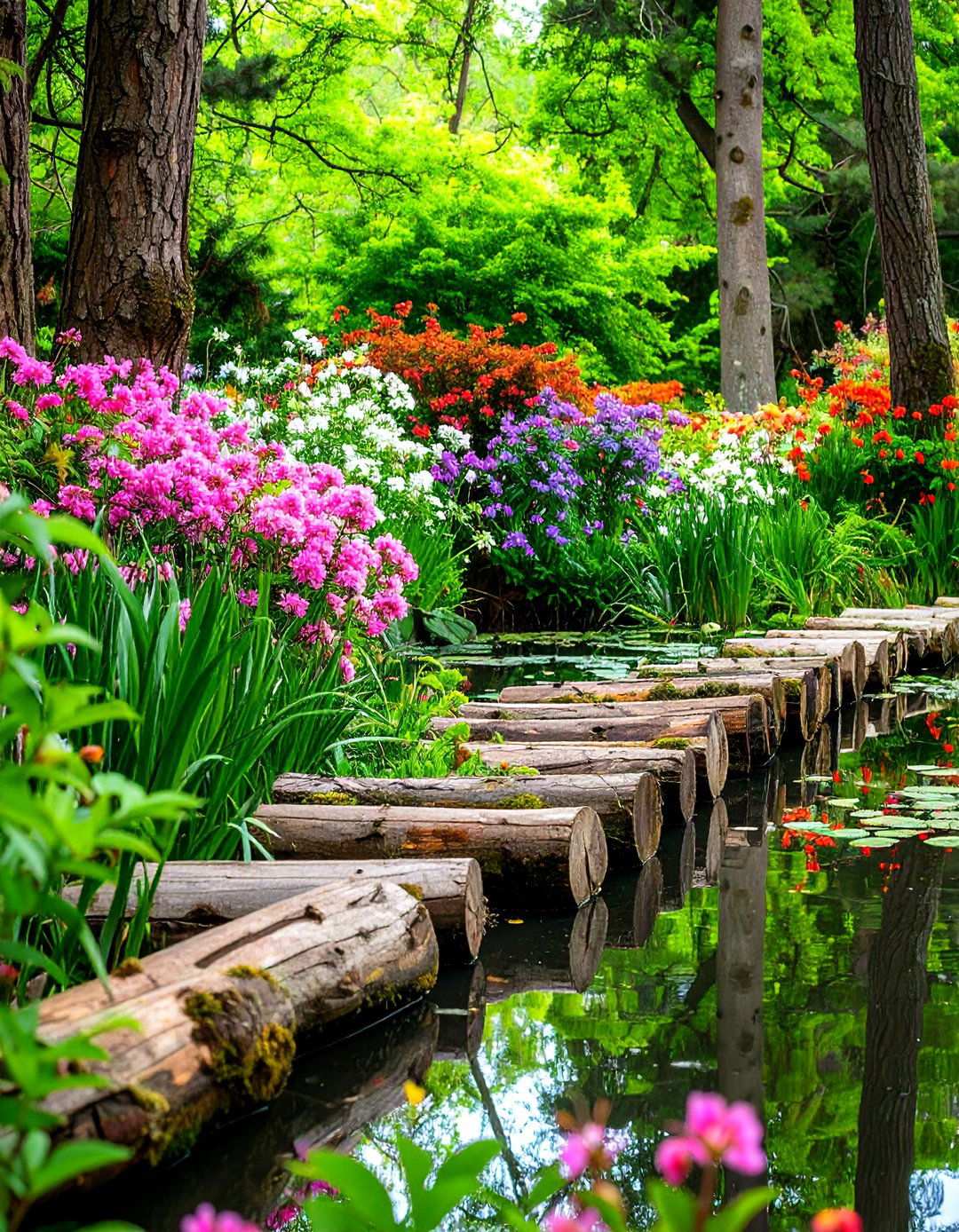 Wooden Log Retaining - 24 Pond Edging Ideas