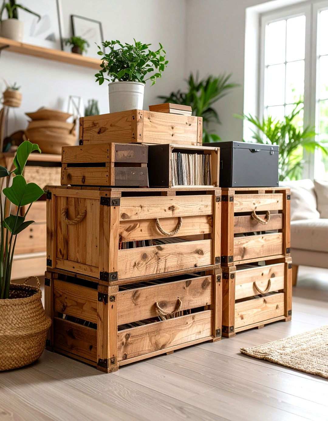 Wooden Record Storage Crates - 24 Vinyl Record Storage Ideas