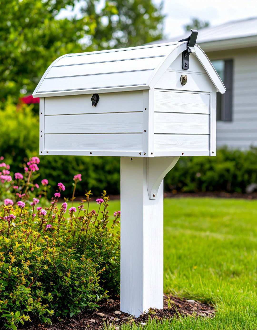 Wooden Shiplap Modern Farmhouse - 24 Mailbox Post Ideas