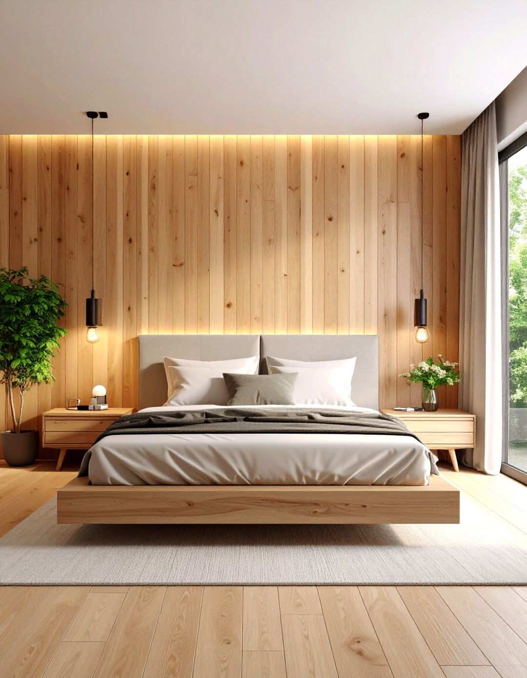 Wooden Wall Paneling - 24 Midcentury Modern Bedroom Decorating Ideas