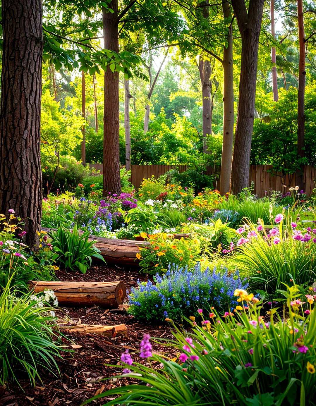 Woodland Natural Setting Design - 24 mulch patio ideas