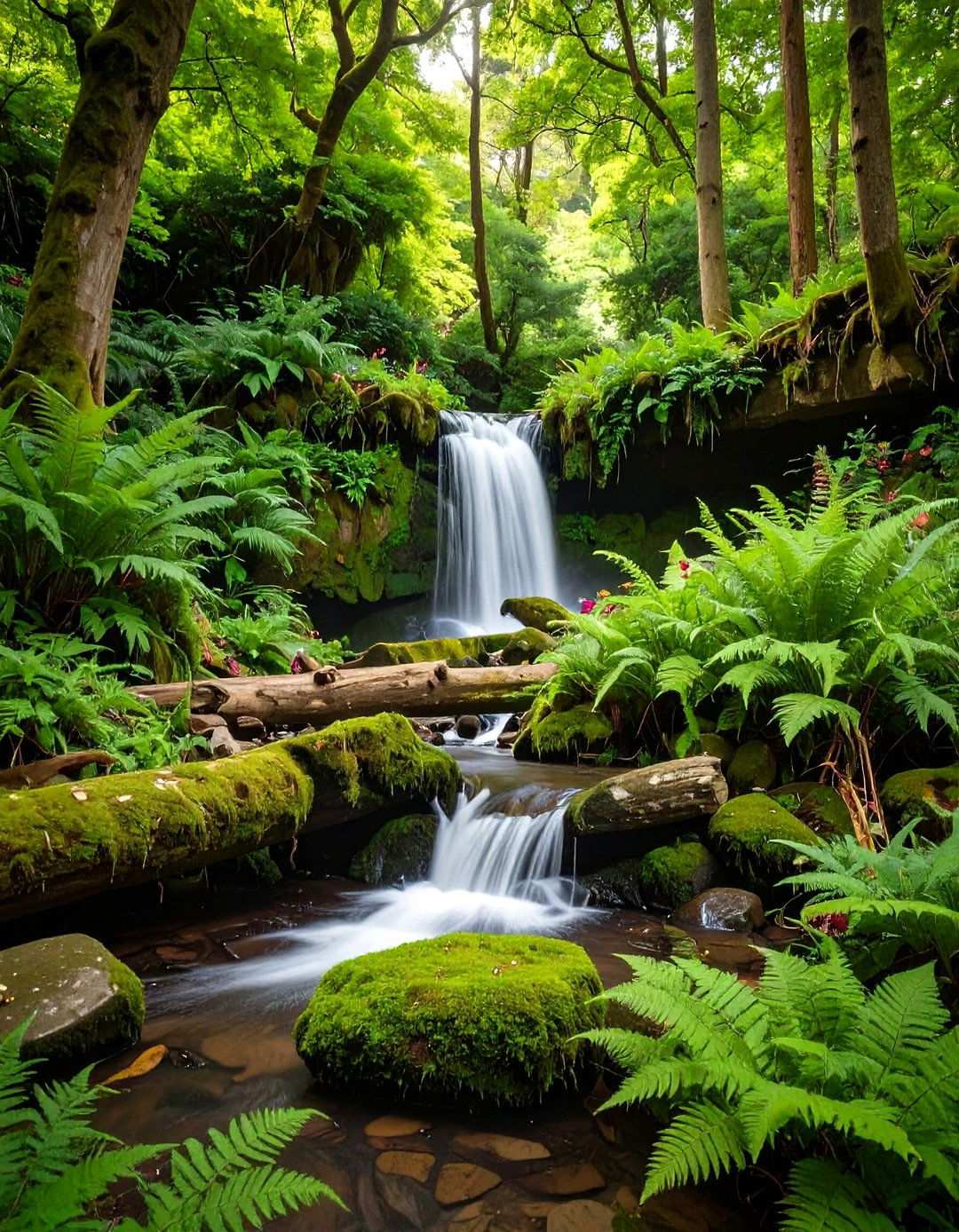 Woodland Theme Waterfall Garden - 24 Pondless Waterfall Ideas