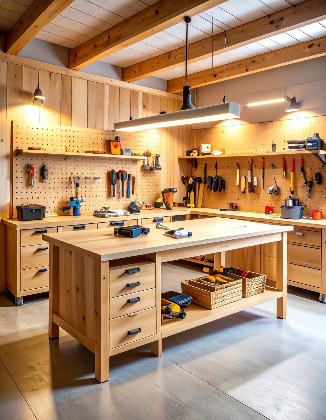 Workbench Storage Integration - 24 Shed Organization Ideas