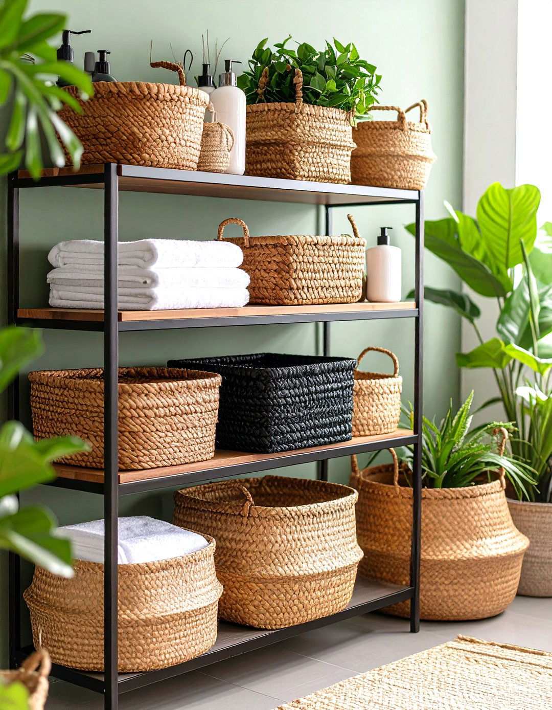 Woven Basket Storage Solutions - 24 Scandinavian Bathroom Ideas