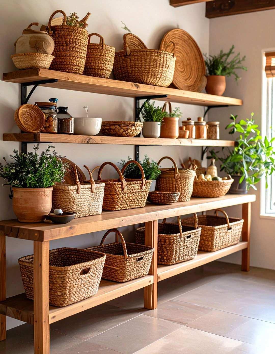 Woven Basket Storage Solutions - 24 Southwestern Kitchen Ideas