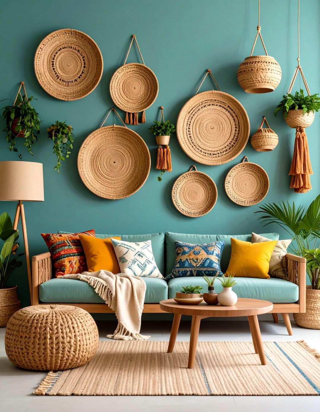 Woven Basket Wall Collection - 24 living room wall decor ideas
