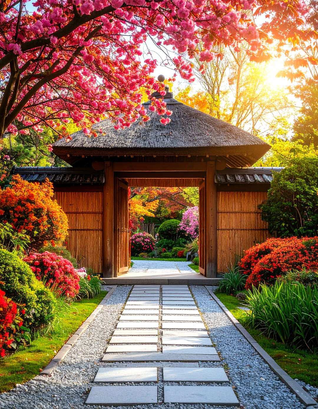 Woven Reed Panel Gate - 24 Japanese Garden Gate Design Ideas