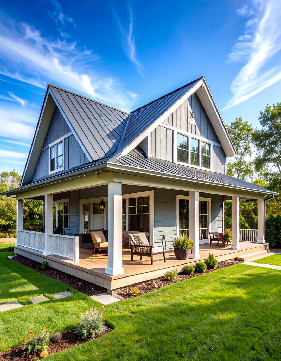 Wrap Around Metal Porch Coverage - 24 Metal Roof Porch Design Ideas