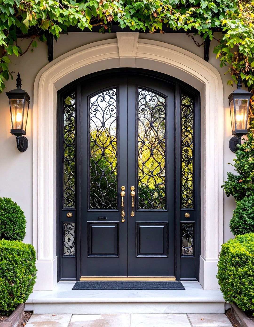 Wrought Iron and Glass Combination Designs - 24 Mediterranean Front Door Ideas