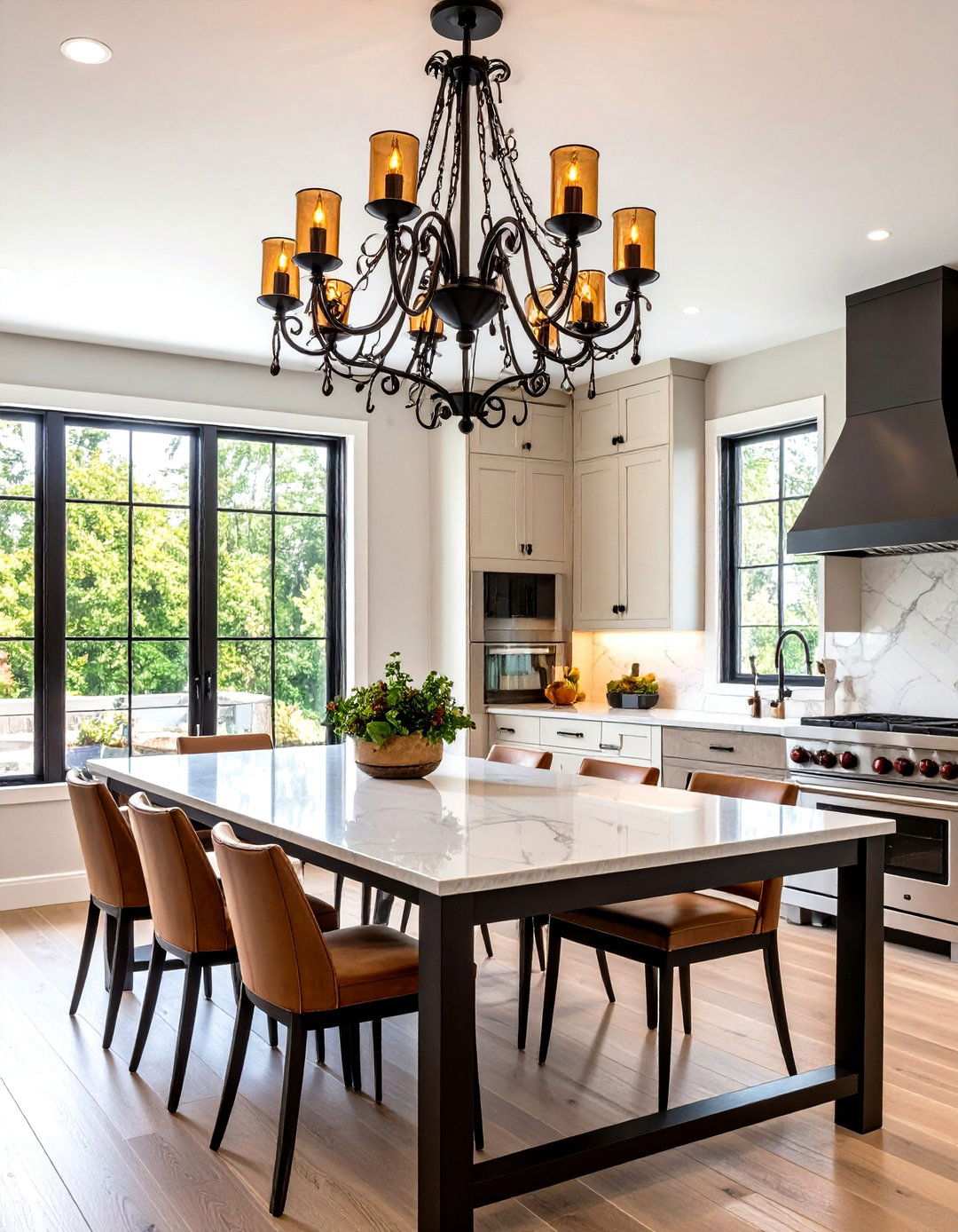 Wrought Iron Chandelier Lighting - 24 Tuscan Kitchen Design Ideas