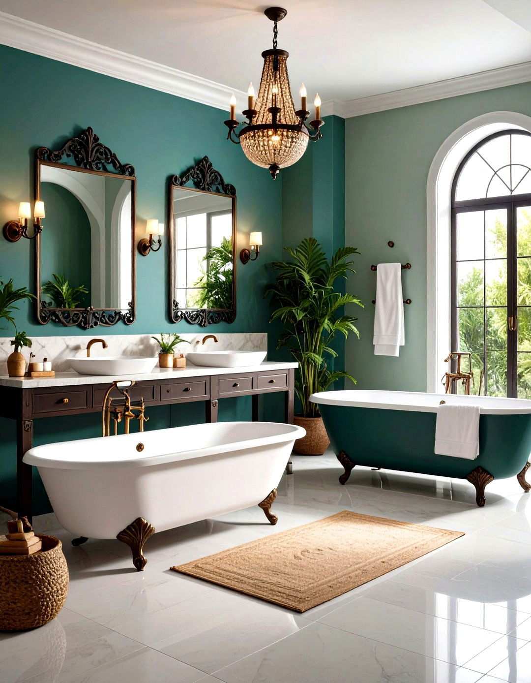 Wrought Iron Fixture Elegance - 24 Spanish Style Bathroom Ideas