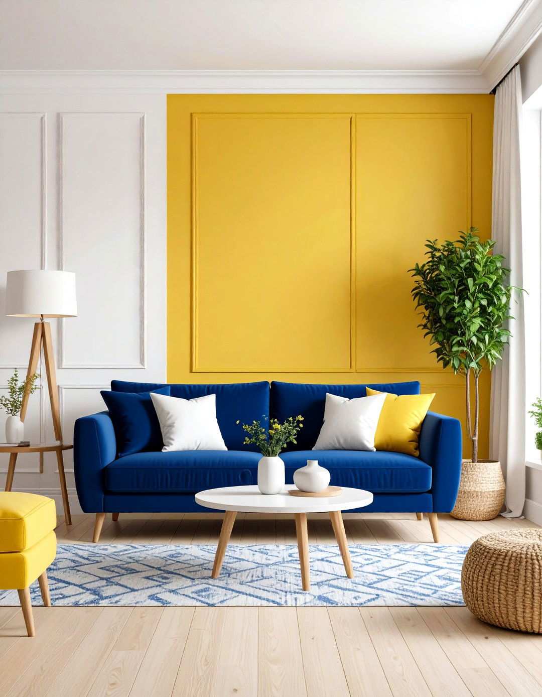 Yellow and Blue Cheerful Contrast - 24 Two Colour Combination for Living Room