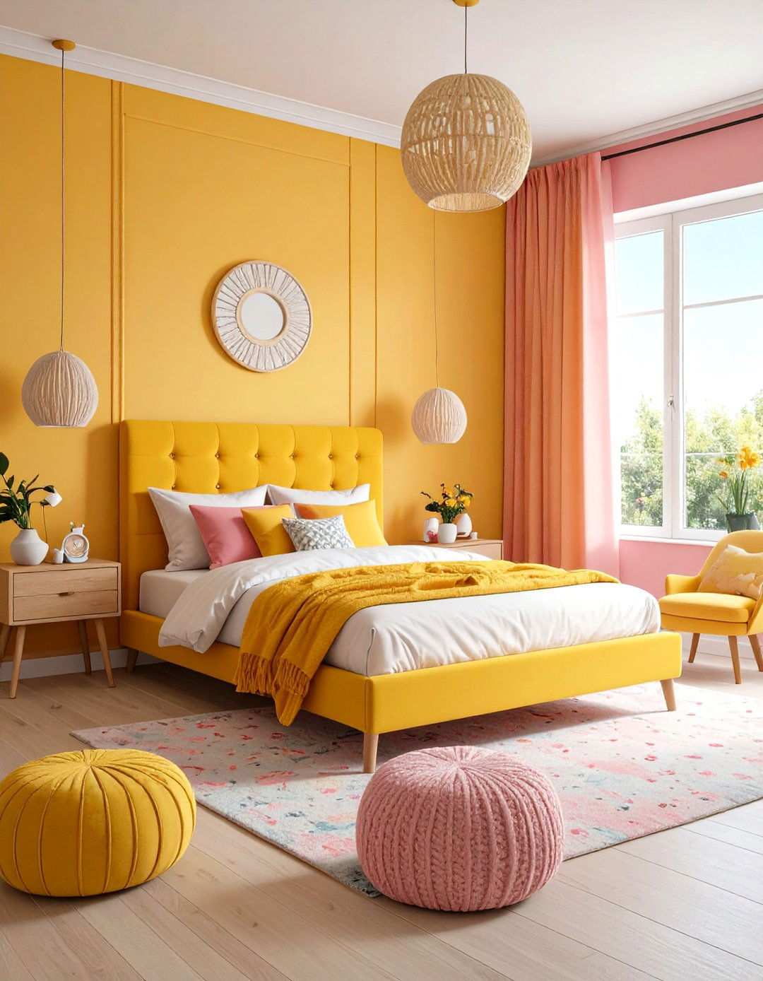 Yellow and Pink Playful Bedroom - 24 Yellow Bedroom Ideas