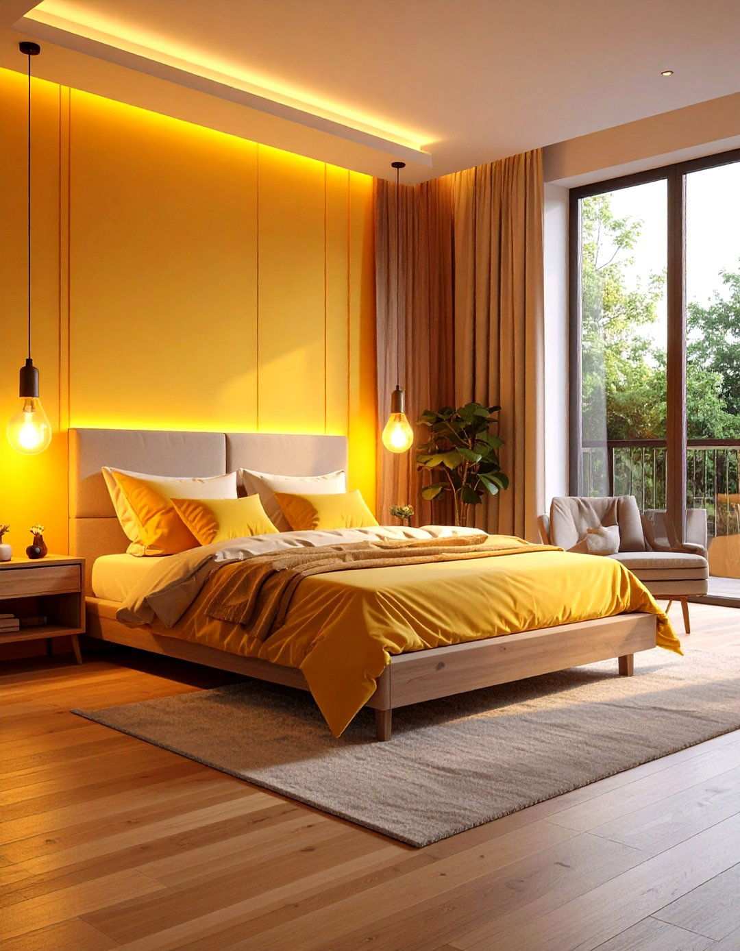Yellow Lighting and Fixture Bedroom - 24 Yellow Bedroom Ideas
