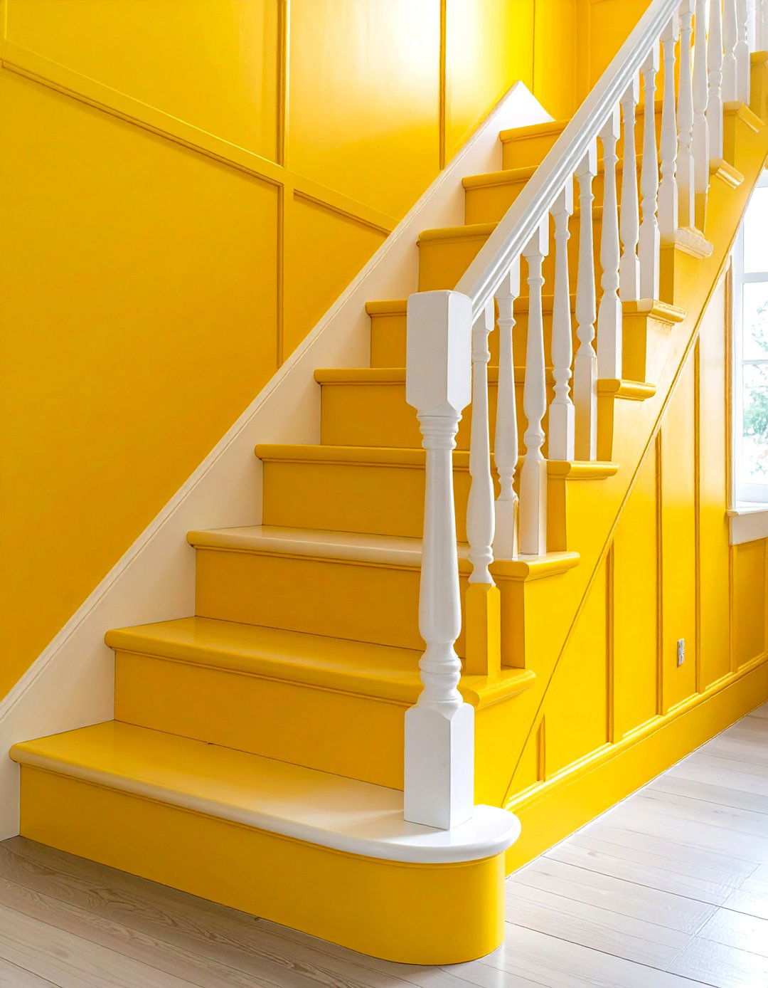 Yellow Painted Stair Happiness - 24 Painted Stair Ideas