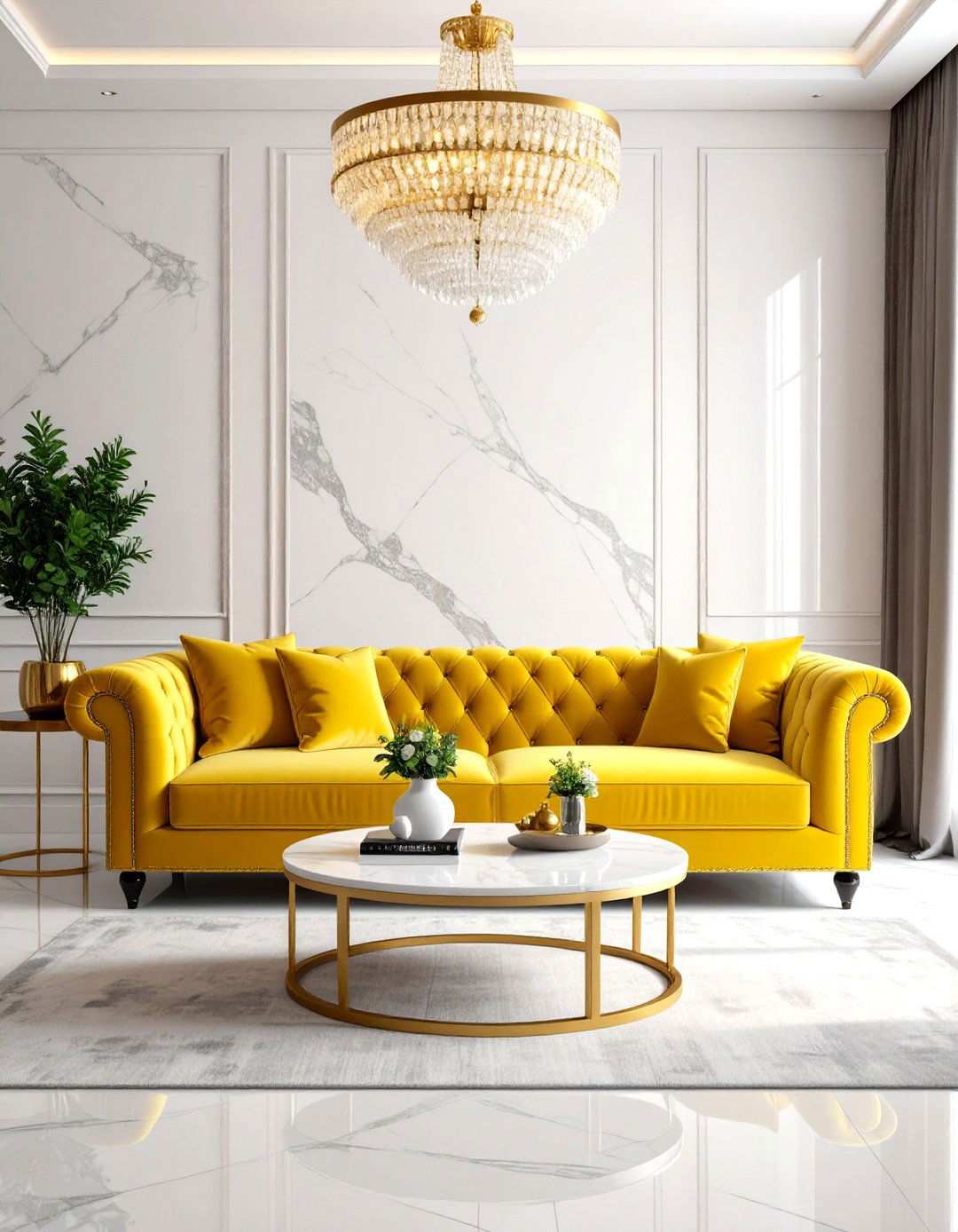 Yellow Velvet Sofa Luxurious Living Room - 24 Yellow Couch Living Room Ideas