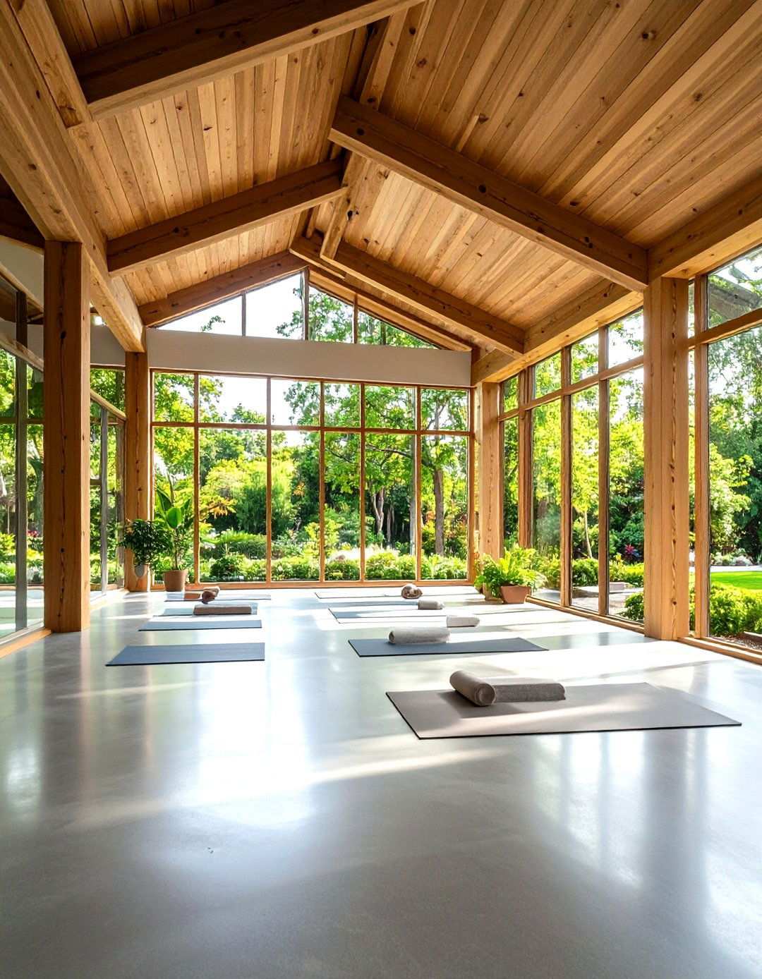 Yoga Studio with Meditation Garden Views - 24 Rustic Barndominium Interior Design Ideas