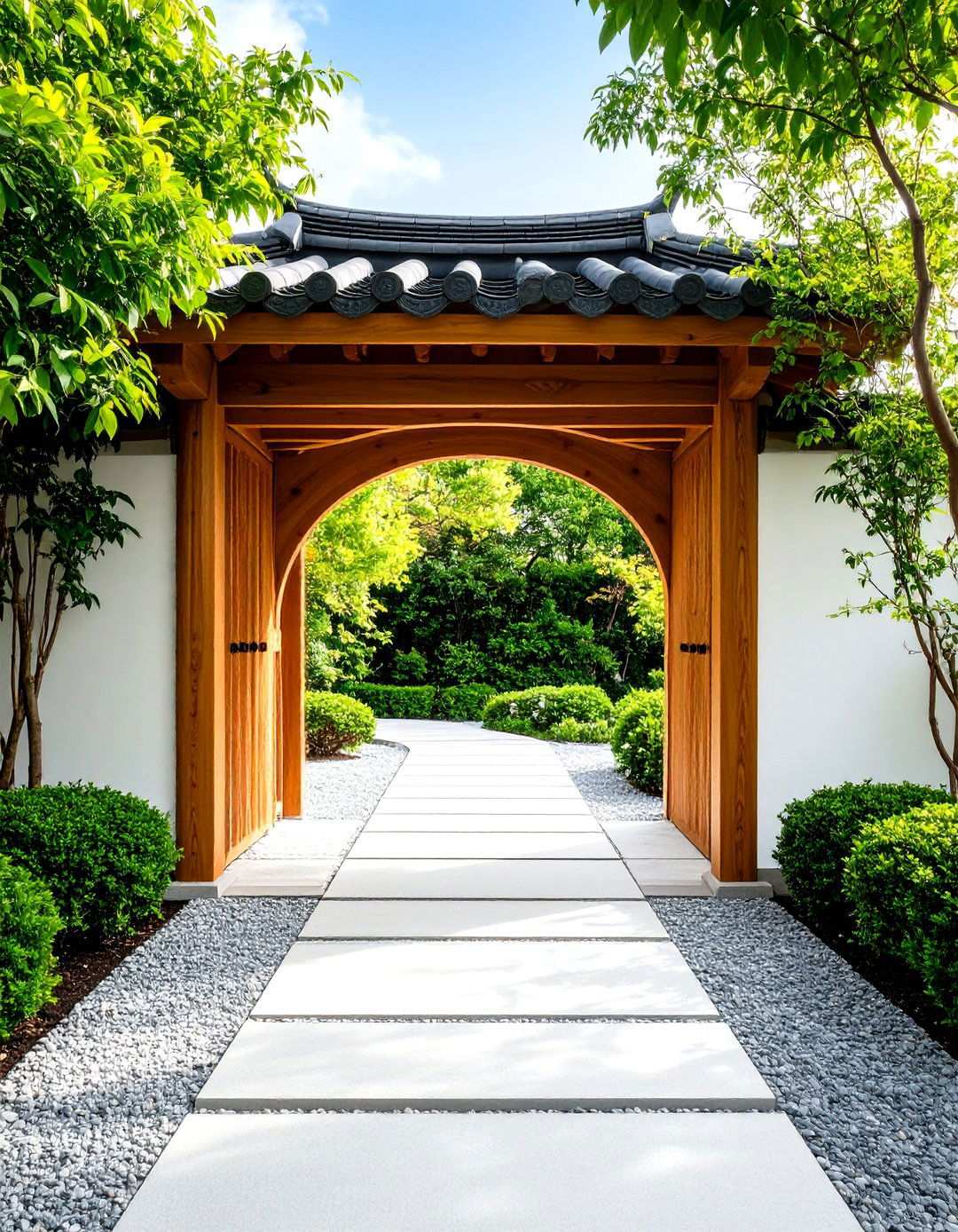 Zen Arch Gateway - 24 Japanese Garden Gate Design Ideas