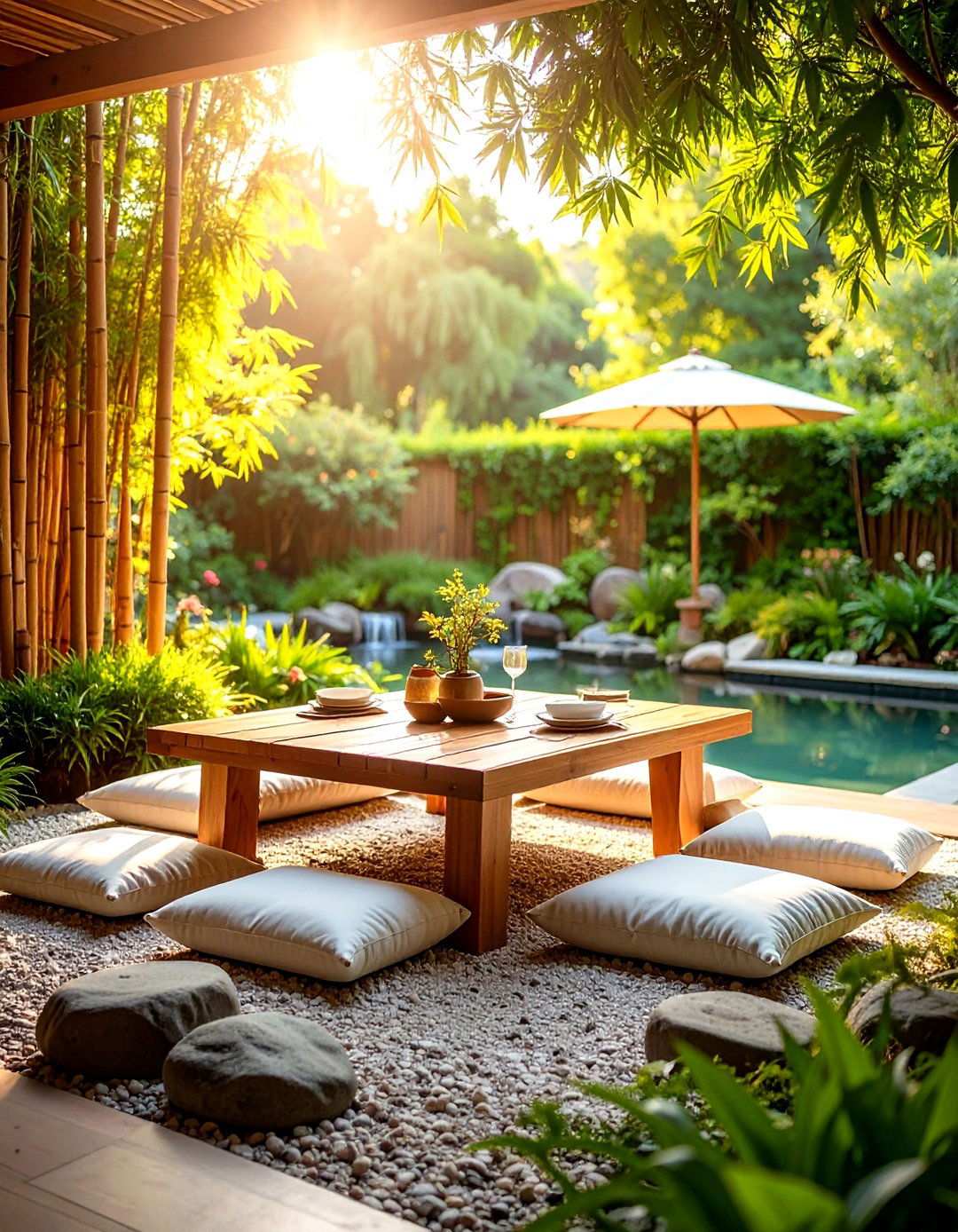 Zen Garden Dining Space - 24 Outdoor Dining Area Ideas