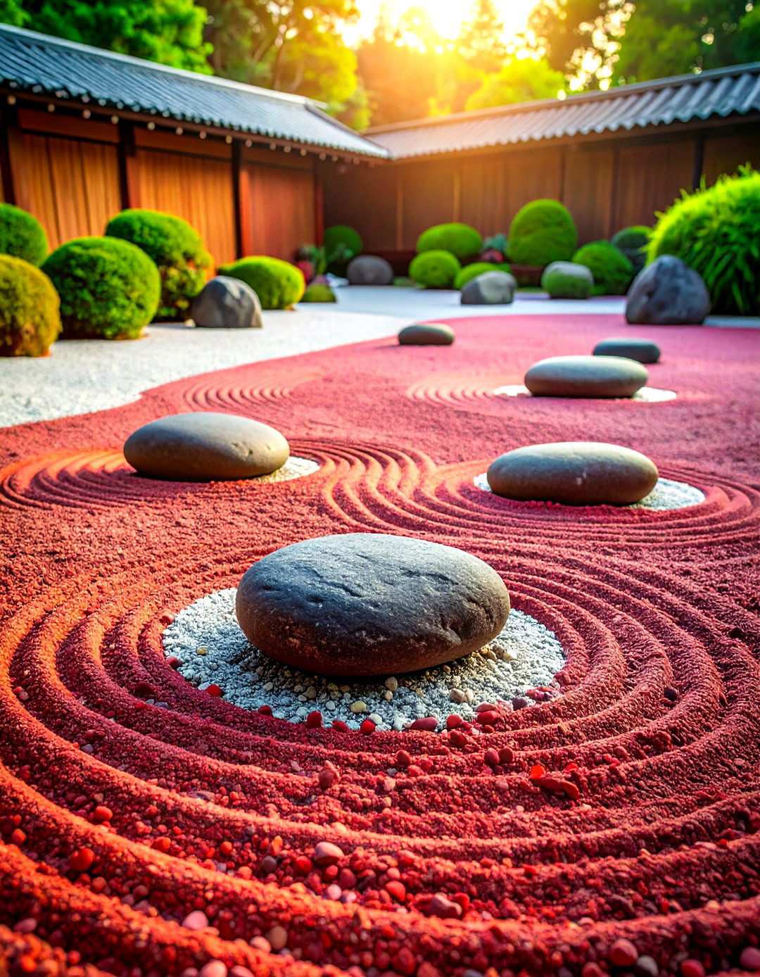 Zen Garden Elements - 24 Red Lava Rock Landscaping Ideas