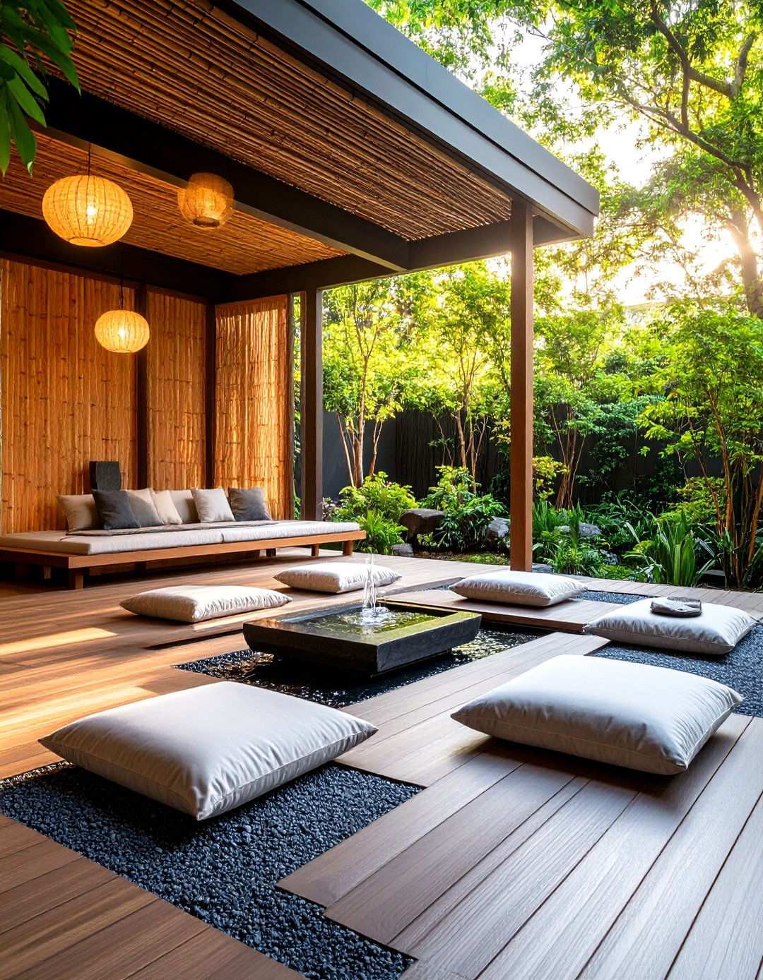 Zen Garden Meditation Deck - 24 Screened-in Deck Ideas