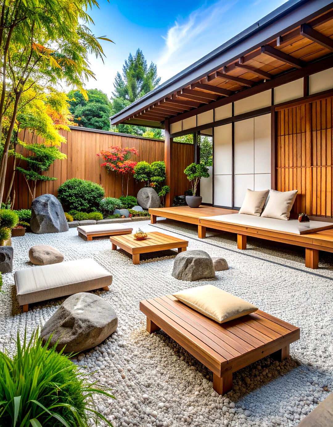 Zen Garden Patio with Bamboo Features - 24 Small Patio Ideas